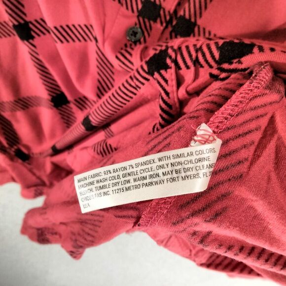 Soma Button Down Pajama Top Womens Sz XL Red Black Cool Nights Notch Long Sleeve - Picture 8 of 12